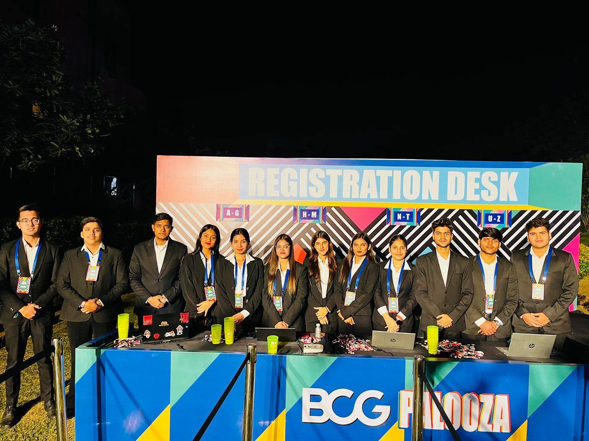 BCG Palooza registration desk at night