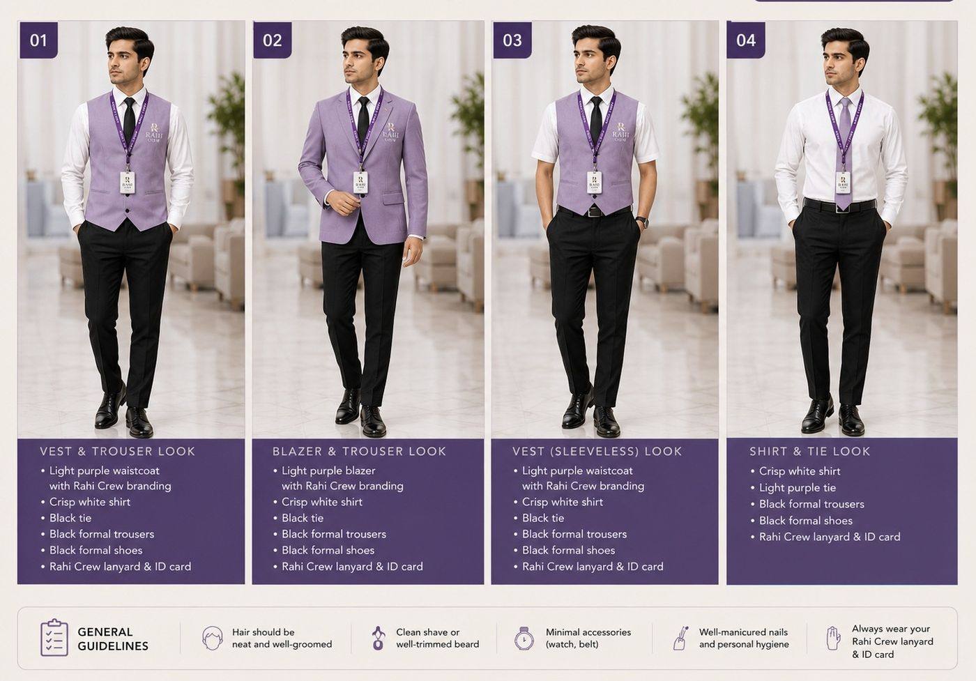 Rahi Crew male uniform standards